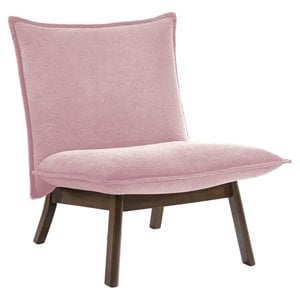 Pemberly Row Modern Solid Wood & Fabric Accent Chair in Pastel Pink