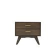 Pemberly Row 2-Drawer Conical Leg Modern Oak Veneer Nightstand in Dark Gray