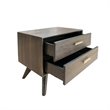 Pemberly Row 2-Drawer Conical Leg Modern Oak Veneer Nightstand in Dark Gray