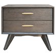 Pemberly Row 2-Drawer Conical Leg Modern Oak Veneer Nightstand in Dark Gray