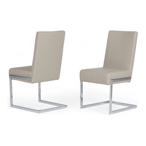 Pemberly Row 18&quot Modern Faux Leather Dining Chairs in Gray (Set of 2)