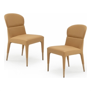 Pemberly Row 18&quot Faux Leather Dining Chairs in Peach/Rosegold (Set of 2)