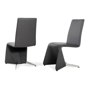 Pemberly Row 17&quot Contemporary Faux Leather Dining Chairs in Gray (Set of 2)