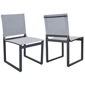 Pemberly Row 17.5&quot Aluminum & Metal Dining Chairs in Gray/Charcoal (2 Pack)