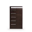 Pemberly Row 6-Drawer Wood Veneer & Metal Chest in Brown Oak/Gray Gloss