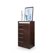 Pemberly Row 6-Drawer Wood Veneer & Metal Chest in Brown Oak/Gray Gloss