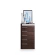 Pemberly Row 6-Drawer Wood Veneer & Metal Chest in Brown Oak/Gray Gloss
