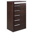 Pemberly Row 6-Drawer Wood Veneer & Metal Chest in Brown Oak/Gray Gloss