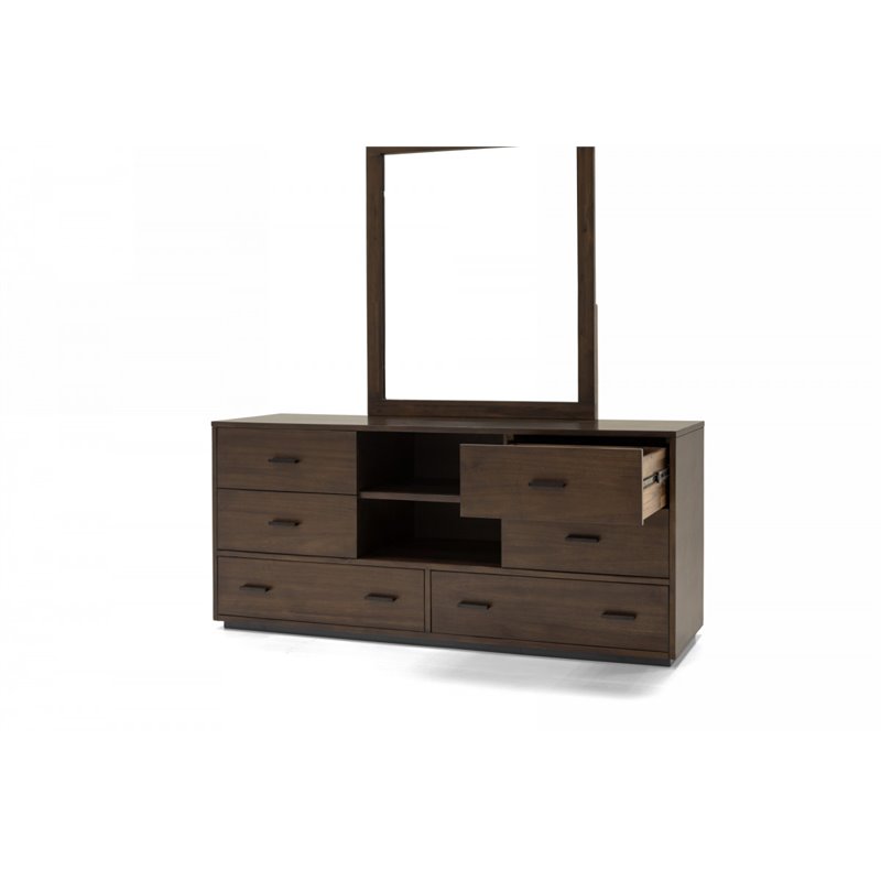 Pemberly Row 6-Drawer Wood Bedroom Dresser in Dark Walnut & Matte Black