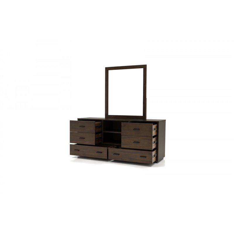 Pemberly Row 6-Drawer Wood Bedroom Dresser in Dark Walnut & Matte Black