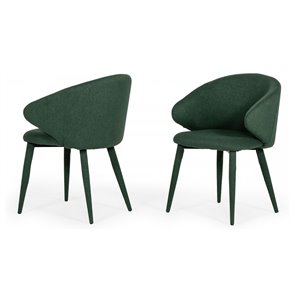 Pemberly Row 19.3&quot Modern Fabric/Metal Dining Chairs in Green (Set of 2)