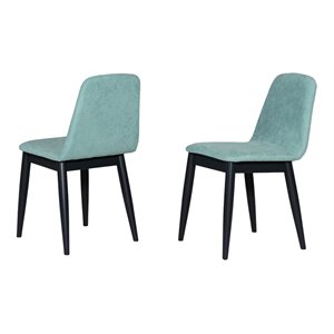 Pemberly Row 18&quot Modern Fabric & Wood Dining Chairs in Blue (Set of 2)