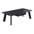 Pemberly Row Wood & Stainless Steel Coffee Table in Ebony Black/Rosegold