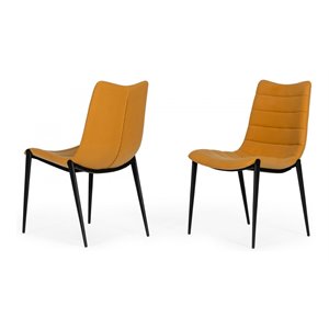 Pemberly Row 17&quot Eco-Leather & Metal Dining Chairs in Orange (Set of 2)