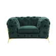 Pemberly Row Transitional Velvet Accent Chair in Emerald Green & Gold