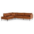 Pemberly Row Genuine Leather Left Facing Sectional Sofa in Cognac Brown