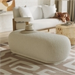 Pemberly Row Contemporary Sherpa Fabric Upholstered Ottoman in White