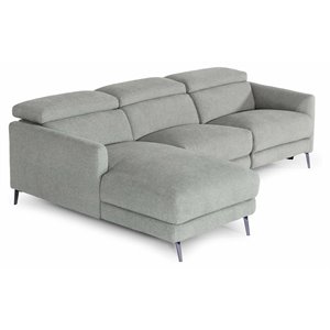 Pemberly Row Polyester Fabric Left Facing Sectional Sofa in Gray & Black