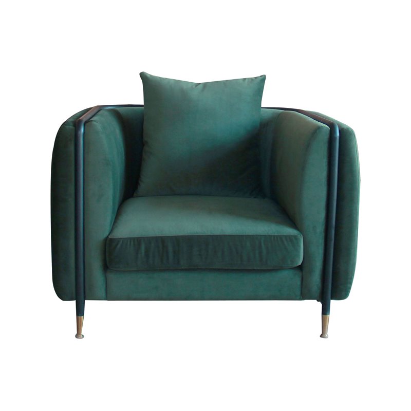 Pemberly Row Modern Velvet & Metal Accent Chair in Dark Green Jade
