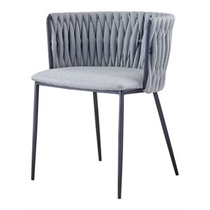 Pemberly Row 18.9&quot Fabric & Metal Dining Chair in Light Gray/Black