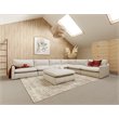 Pemberly Row Modern Fabric Upholstered Sectional Sofa & Ottoman in White