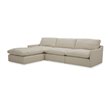 Pemberly Row Modern Fabric Upholstered Sectional Sofa & Ottoman in White