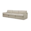Pemberly Row Modern Fabric Upholstered Sectional Sofa & Ottoman in White