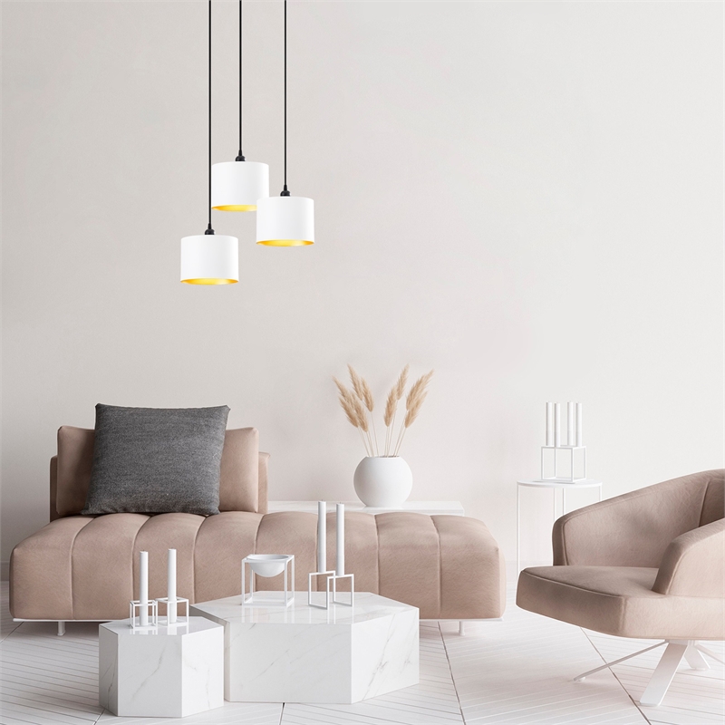 Pemberly Row Scandinavian Iron Chandelier in Adjustable White