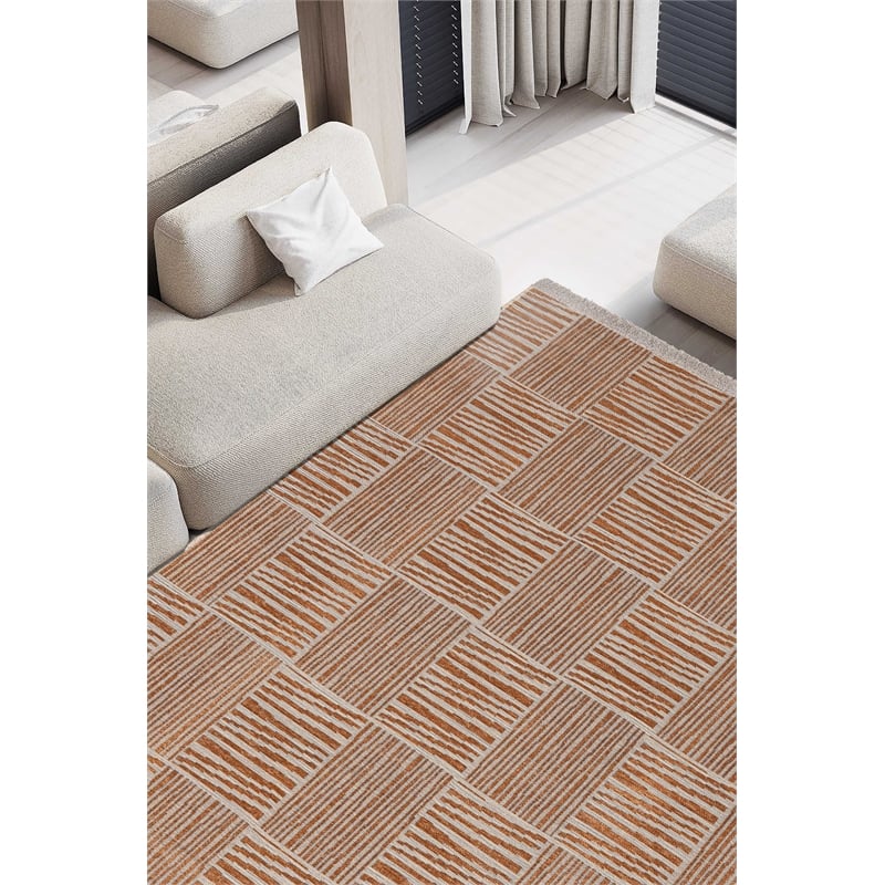 Pemberly Row 60 x 39.37 in Jute and Chenille Carpet in Orange