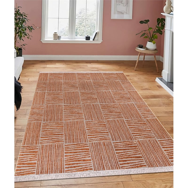 Pemberly Row 60 x 39.37 in Jute and Chenille Carpet in Orange