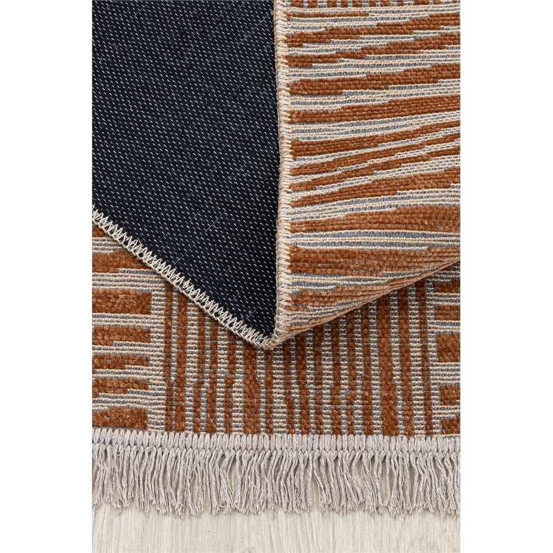Pemberly Row 60 x 39.37 in Jute and Chenille Carpet in Orange