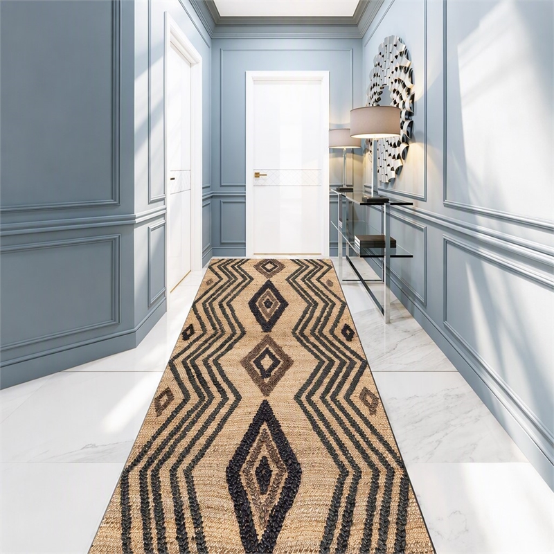 Pemberly Row Polyester Hall Carpet 80 x 200 Non-Slip Multi-Color