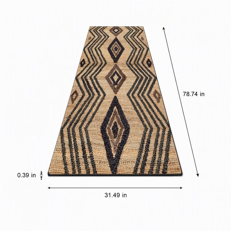 Pemberly Row Polyester Hall Carpet 80 x 200 Non-Slip Multi-Color
