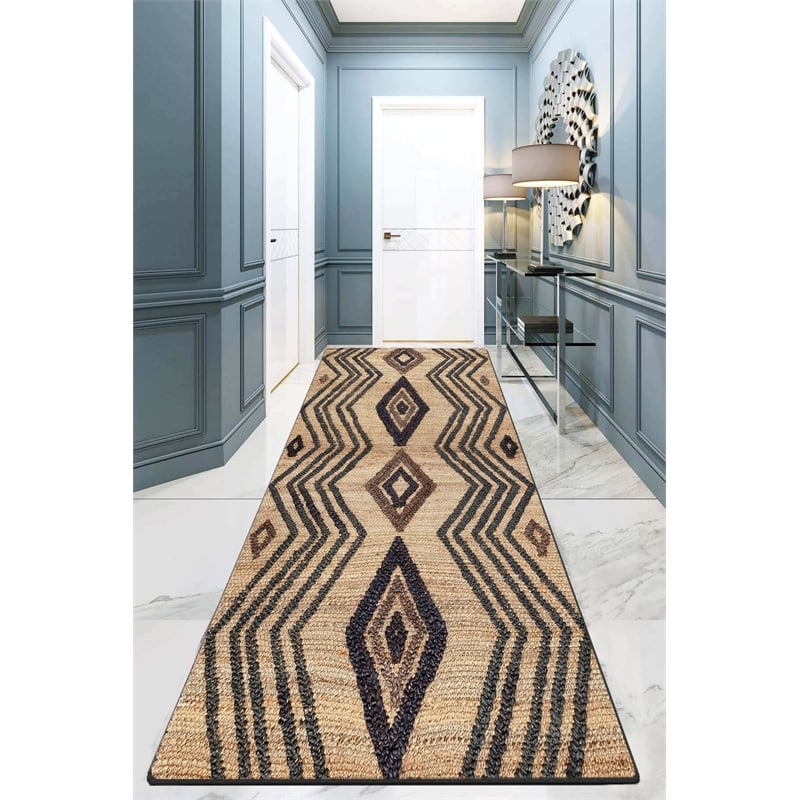 Pemberly Row Polyester Hall Carpet 80 x 200 Non-Slip Multi-Color