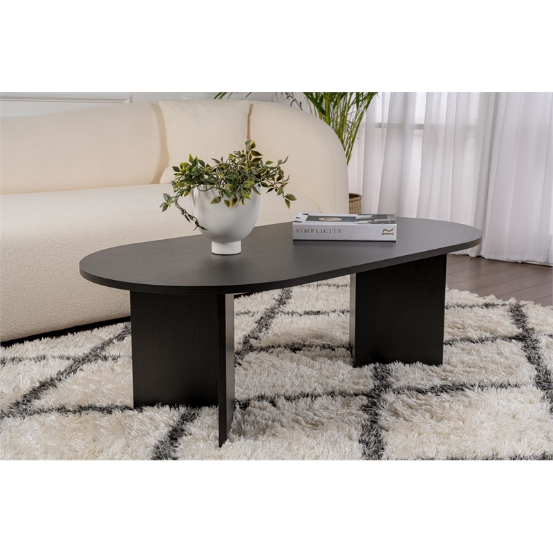 Pemberly Row Sable Coffee Table with Melamine Finish in Black