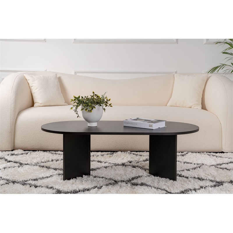 Pemberly Row Sable Coffee Table with Melamine Finish in Black
