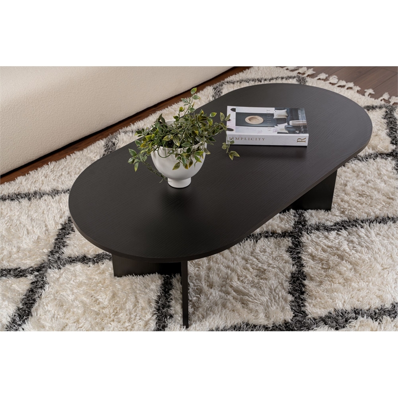 Pemberly Row Sable Coffee Table with Melamine Finish in Black