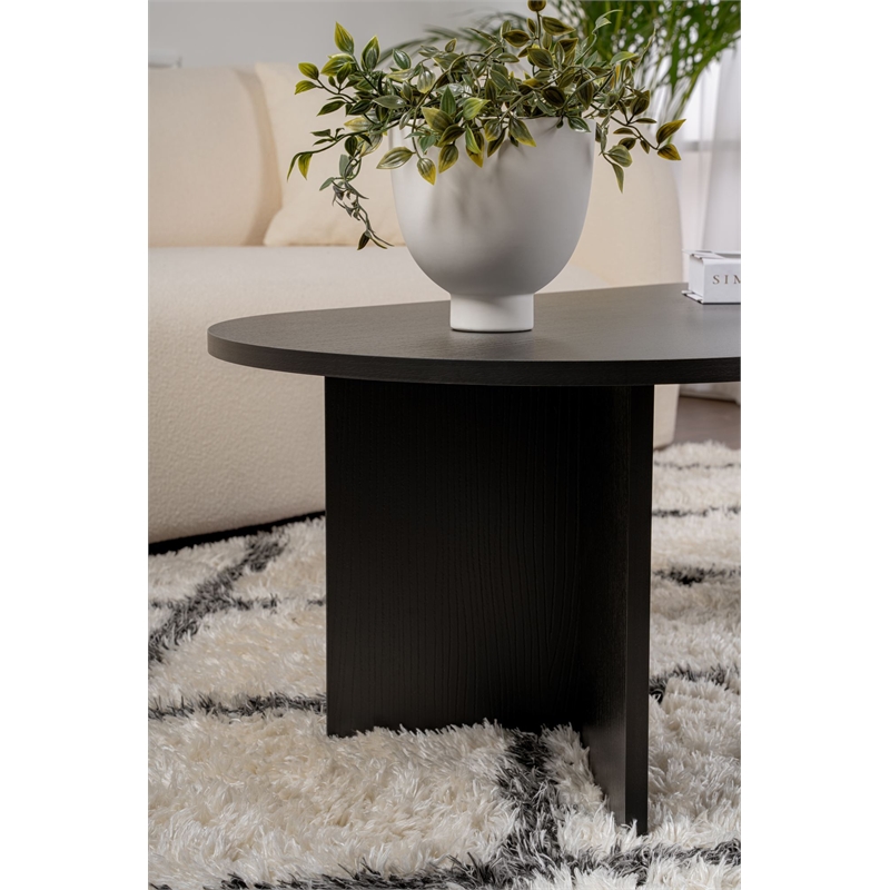 Pemberly Row Sable Coffee Table with Melamine Finish in Black