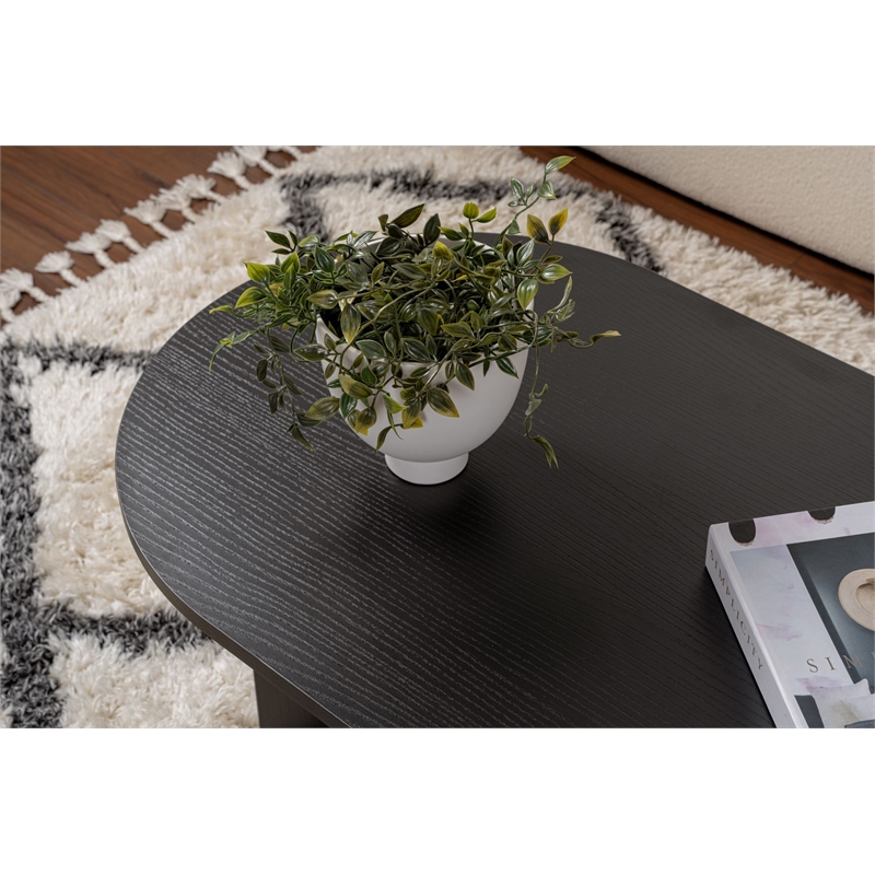 Pemberly Row Sable Coffee Table with Melamine Finish in Black