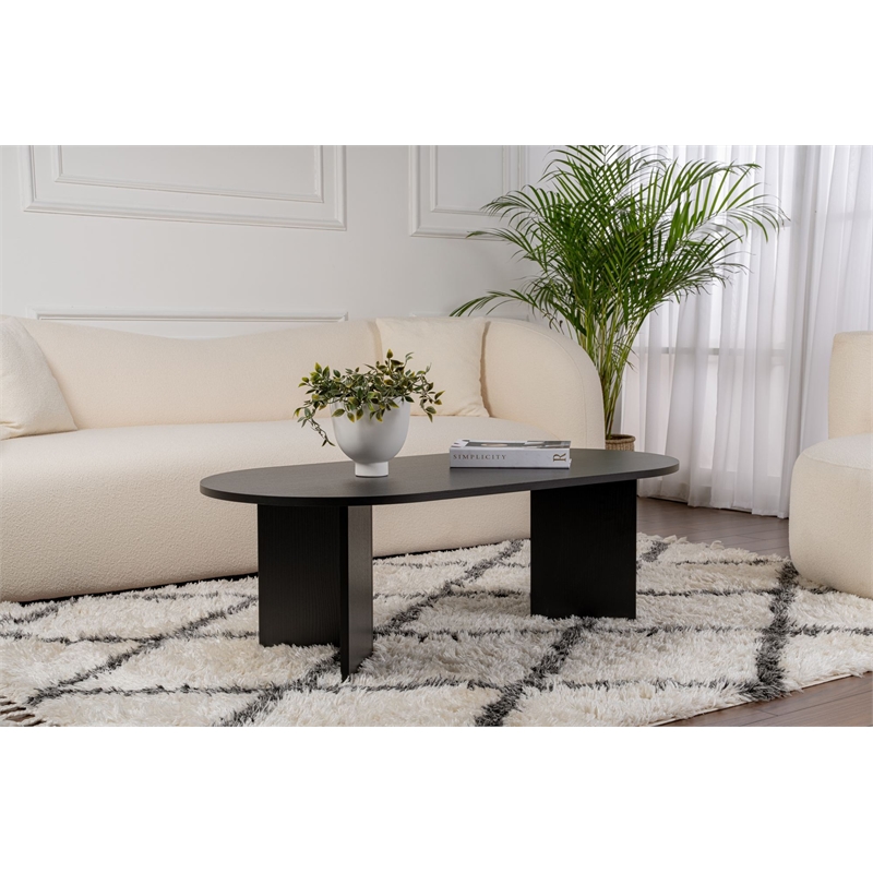 Pemberly Row Sable Coffee Table with Melamine Finish in Black
