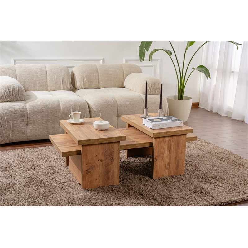 Pemberly Row Atlantic Pine Coffee Table Set with Modern Design