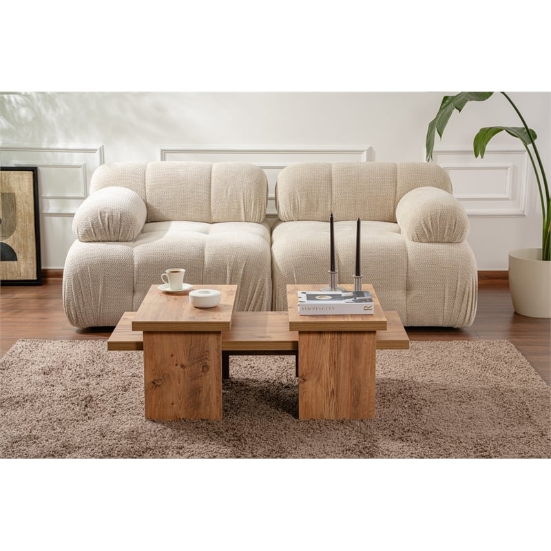 Pemberly Row Atlantic Pine Coffee Table Set with Modern Design