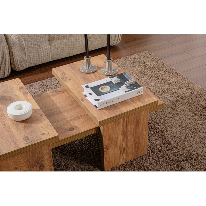 Pemberly Row Atlantic Pine Coffee Table Set with Modern Design