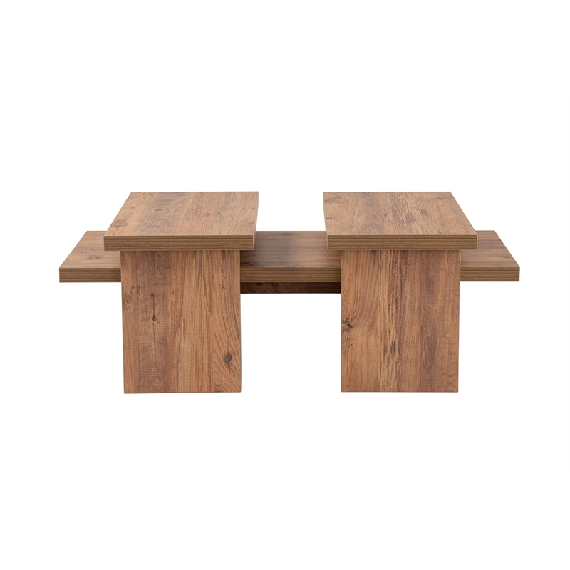 Pemberly Row Atlantic Pine Coffee Table Set with Modern Design
