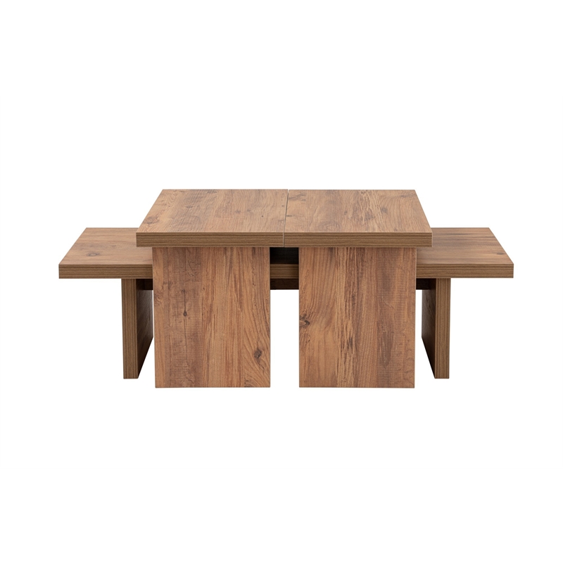 Pemberly Row Atlantic Pine Coffee Table Set with Modern Design