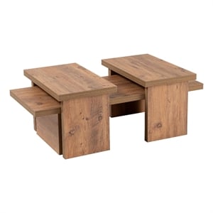 Pemberly Row Atlantic Pine Coffee Table Set with Modern Design