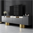Pemberly Row Anthracite TV Stand with Gold Accents and Storage