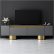 Pemberly Row Anthracite TV Stand with Gold Accents and Storage