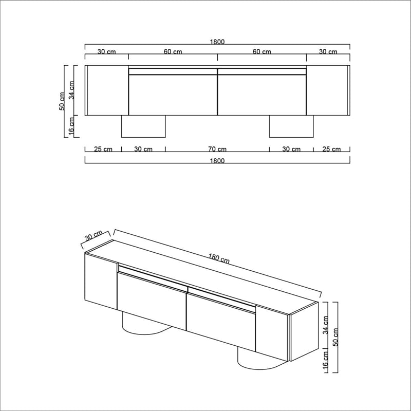 Pemberly Row Anthracite TV Stand with Gold Accents and Storage