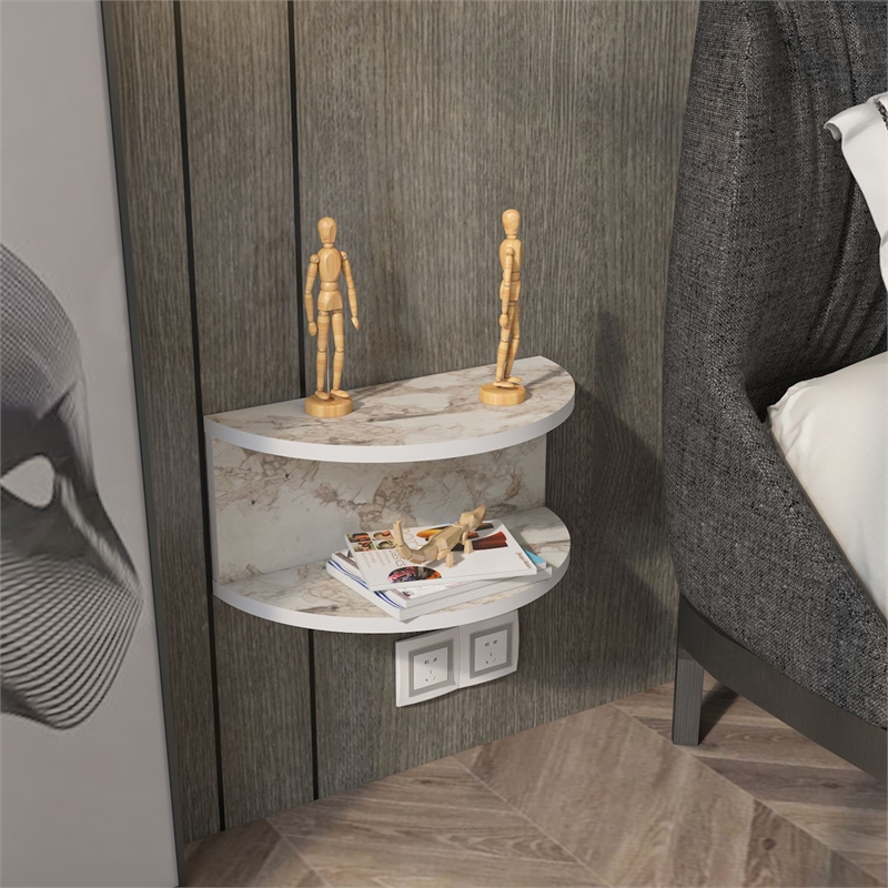 Pemberly Row Bella Nightstand in Marble-Like Ephesus Finish